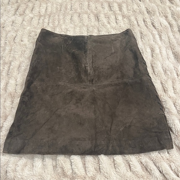 Dresses & Skirts - Tempesta Genuine Suede Leather Skirt Brown Lace Up Sides Size 10 Vintage Y2K